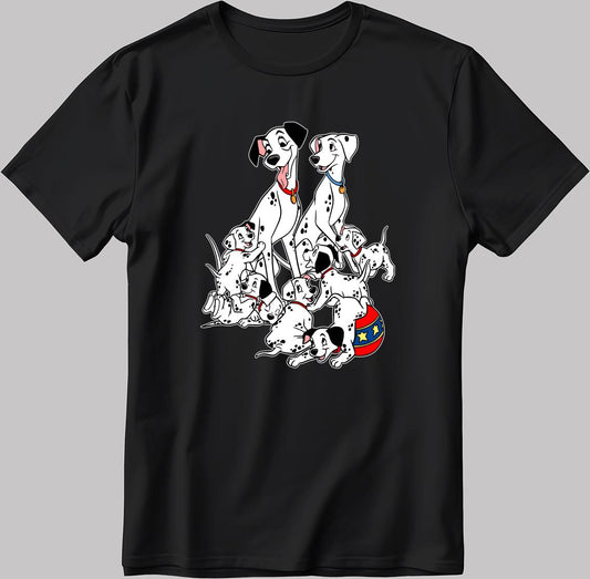 101 Dalmatians Cartoon Characters, Short Sleeve White-Black Men's / Women's T Shirt P323