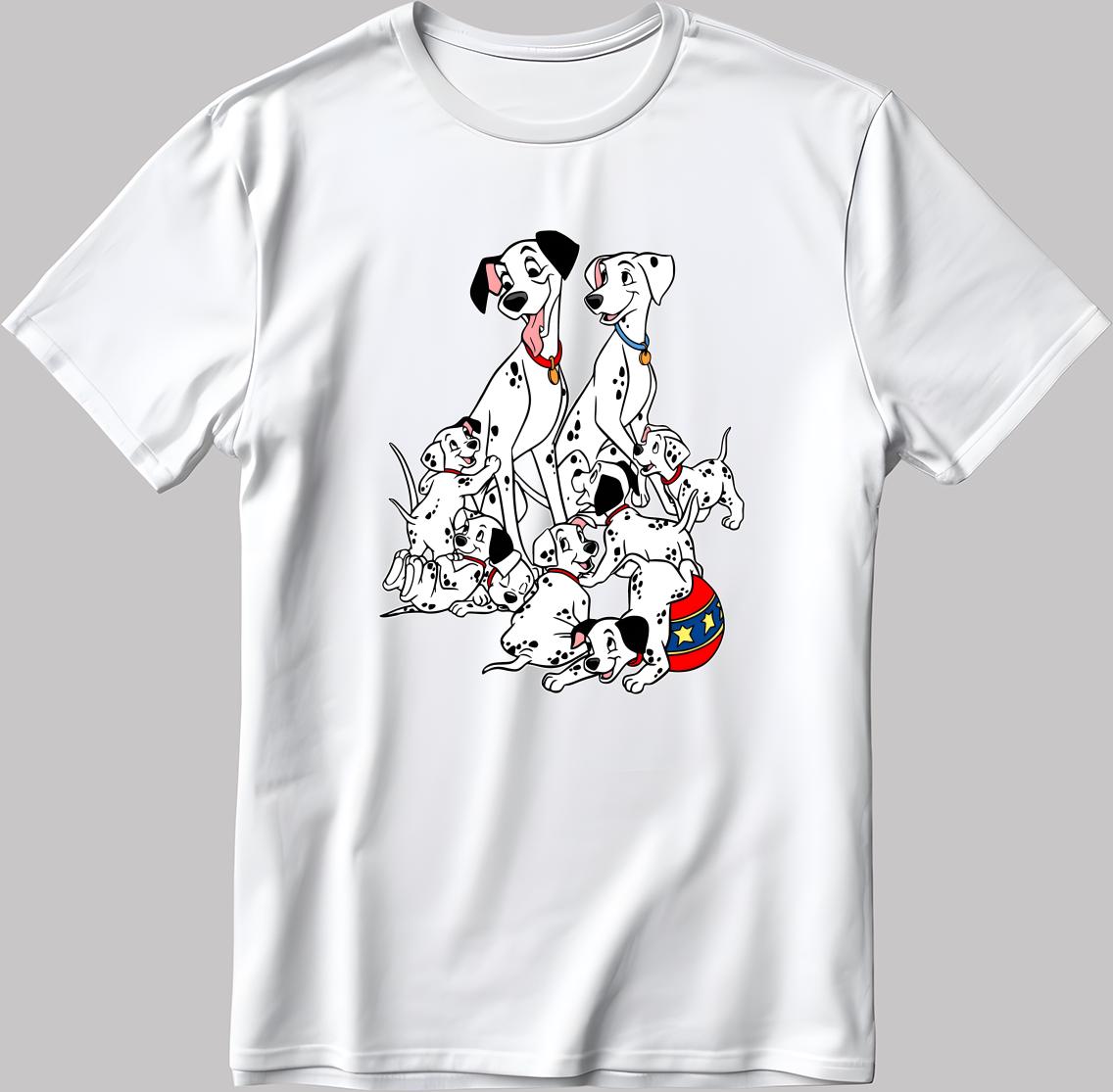 101 Dalmatians Cartoon Characters, Short Sleeve White-Black Men's / Women's T Shirt P323
